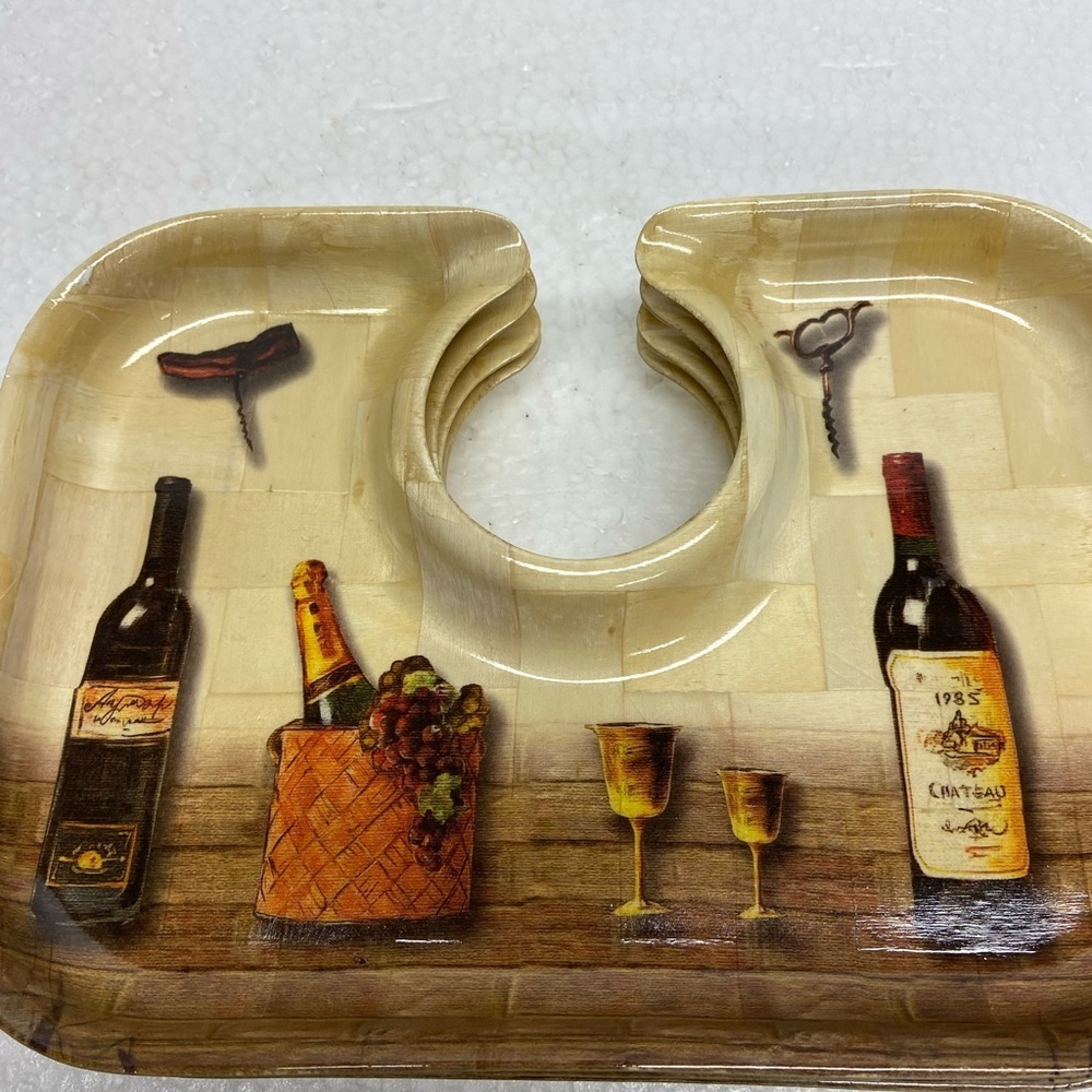 Pomeranian Gourmet Appetizer Wine Glass Trays Set 4 Camp Core - Picture 5 of 7